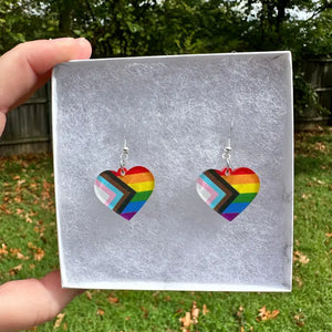 Intersectional Pride Heart Earrings -  - PTSFeminist - Wild Lark