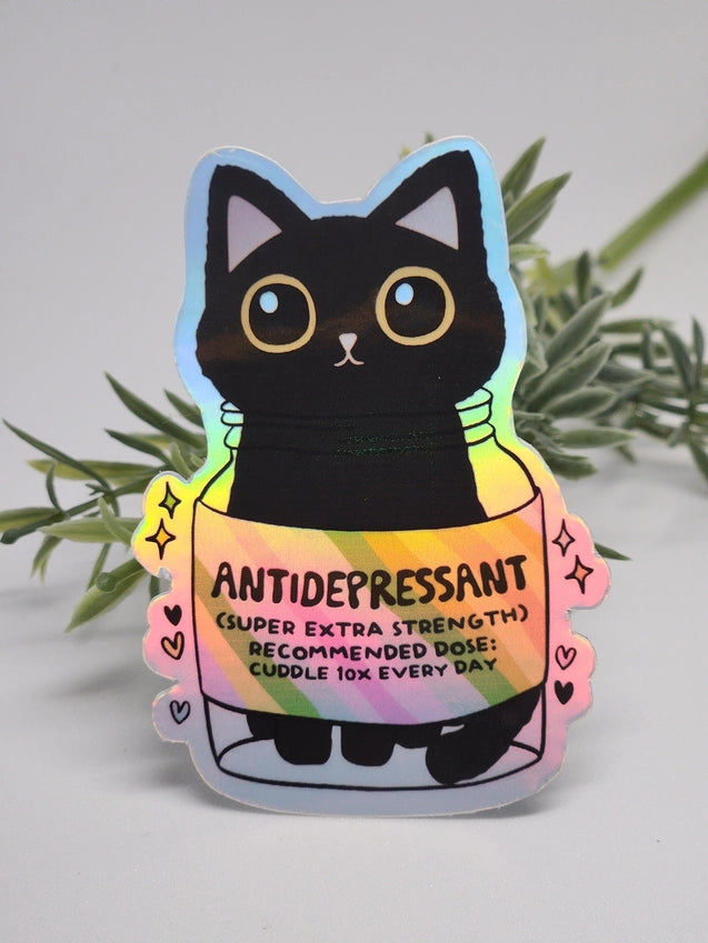 Antidepressant Cat Sticker -  - Luxe Trauma - Wild Lark