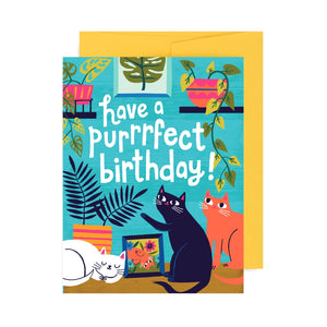 Greeting Card - Purrfect Birthday A2 - Badge Bomb - Wild Lark