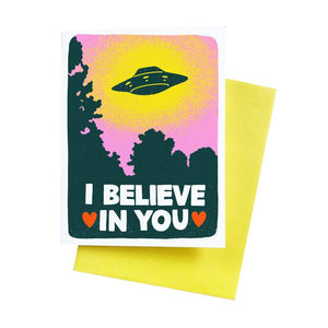 I Believe in You Ufo A2 Single Greeting Card -  - 5 Eye Studio - Wild Lark