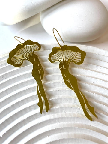 Indie South Earrings - Brass Mushroom Lady Earrings - Indie South - Wild Lark