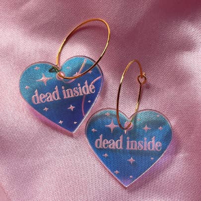 Iridescent Hoop Earrings - Dead Inside Hearts - Artwork by Jenny Shlemon - Wild Lark