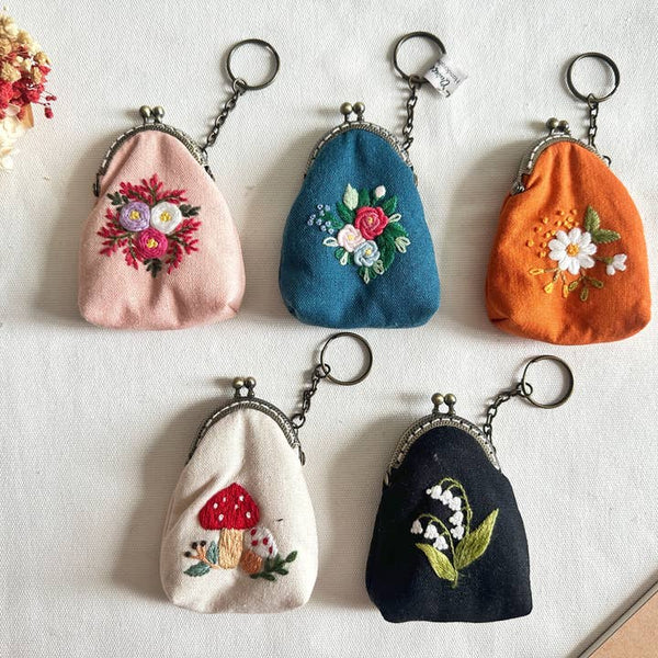 Floral Embroidered Keychain Pouch -  - Quince Fables - Wild Lark