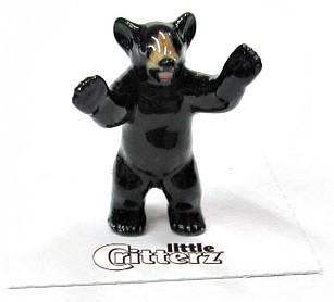 Porcelain Miniature Critters - Little John Black Bear Cub - Little Critterz - Wild Lark