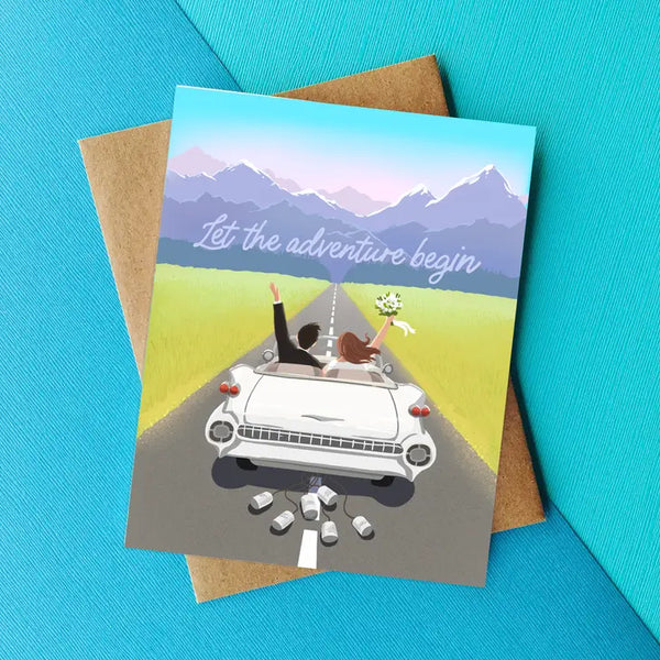 "Let the adventure begin" Wedding Card -  - Top Hat and Monocle - Wild Lark