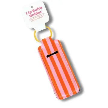 Lip Balm Keychain Holder - Pink & Orange Stripes - Elle Nicole - Wild Lark