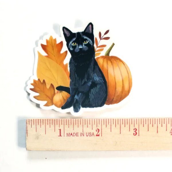 Black Cat and Pumpkins Sticker -  - michele maule - Wild Lark