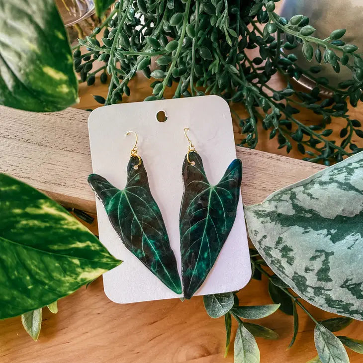 Anthurium 'dark Mama' Plant Leaf Earring, Magnet, Pin, Decor -  - hethr - Wild Lark