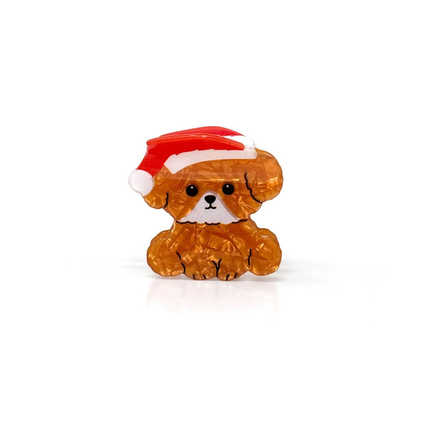 Holiday Hair Claw - Cockapoo Wearing Santa Hat - Rainbow Unicorn Birthday Surprise - Wild Lark