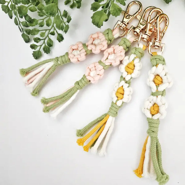 Macrame Flower Keychains -  - Cord & Quartz - Wild Lark