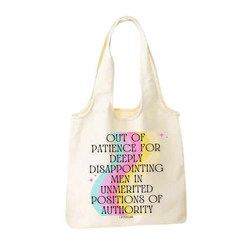 Feminist Tote "Out of Patience For Disappointing Men" - - GetBullish - Wild Lark