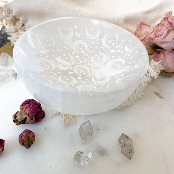 Celestial Selenite Crystal Jewelry Bowl Trinket Dish - Small (2.5") - Fractalista Designs - Wild Lark
