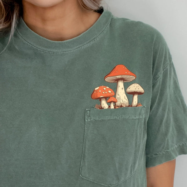 Forest Fungi Green Pocket T-Shirt - Nature Lover's Tee -  - Plant Scouts - Wild Lark