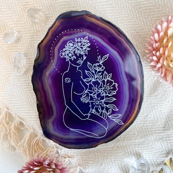 Zodiac Symbol Agate Slices Astrology Sign Horoscope - Cancer- Goddess - Fractalista Designs - Wild Lark