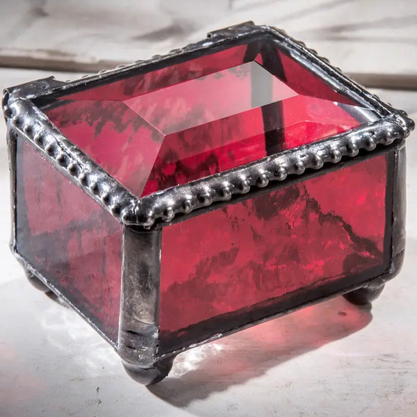 Vintage Stained Glass Ring Jewelry Box - Red - J Devlin - Wild Lark