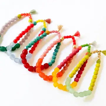 Multicolor Recycled African Glass and Mixed Bead Bracelet