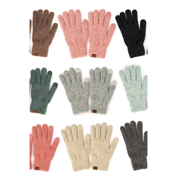 C.C. Heather Plain Knit Gloves - - Hana - Wild Lark