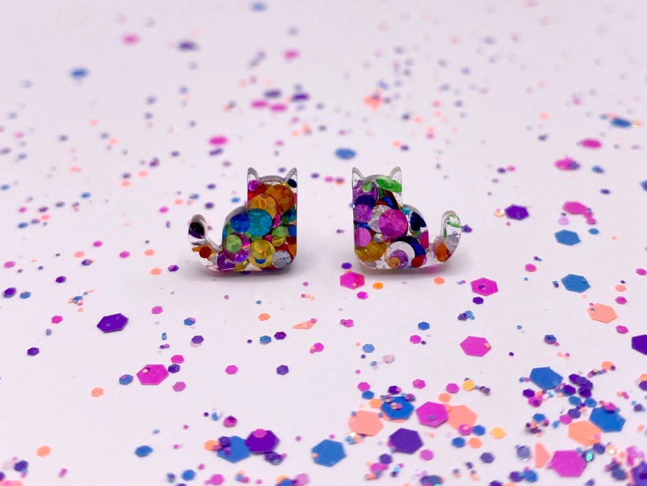 Earrings - Jessica Ruth Creations - Kitty Kat Studs | Rainbow - Jessica Ruth Creations - Wild Lark