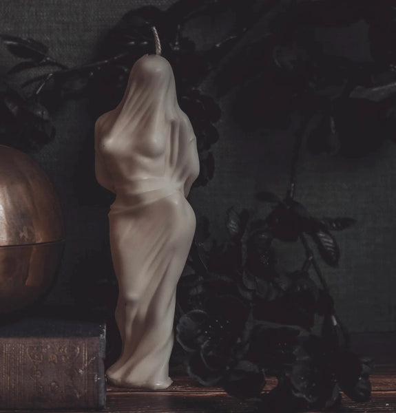Full Veiled Woman Pillar Candle - - A Pleasant Thought - Wild Lark