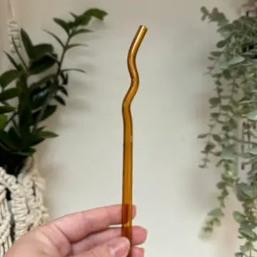 Wavy Glass Straw 7.8 in. - Amber - Powered by Daisies - Wild Lark