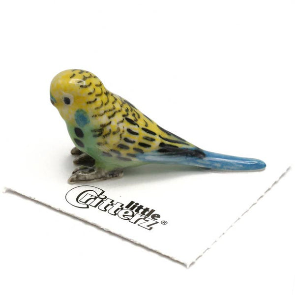 Porcelain Miniature Critters - Mojito Green Parakeet - Little Critterz - Wild Lark