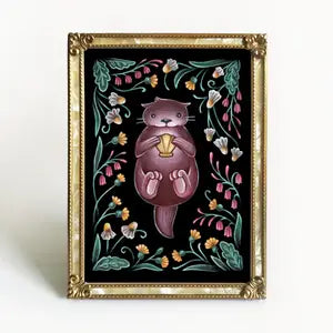 Faina Lorah Prints - Otter Art Print Folk Decor 8x10 - Faina Lorah - Wild Lark