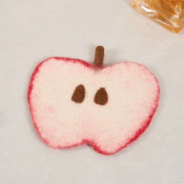 Handcrafted Wool Felt Fruits Coasters - Apple - Sparkle Being - Wild Lark