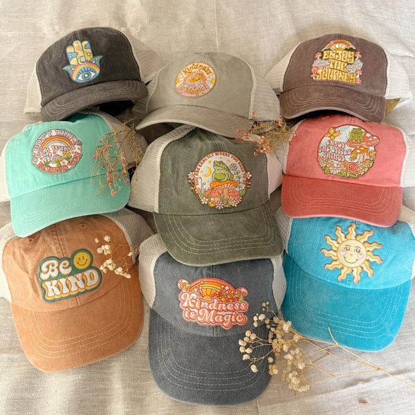 Baseball Trucker Hat with Embroidered Patch -  - Kindness is Magic - Wild Lark