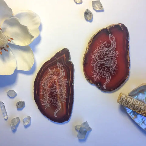 "Cosmic Serpent" Floral Snake Agate Slice - Medium (~4") - Fractalista Designs - Wild Lark