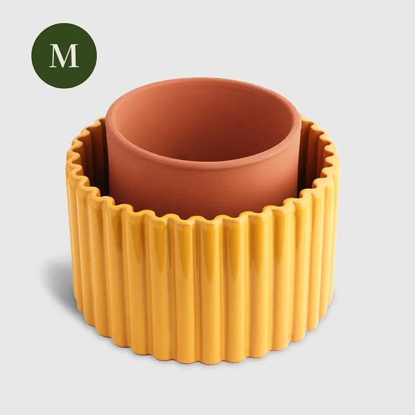 Self-Watering Pot Paula - Mustard Yellow / Medium - Pepin - Wild Lark