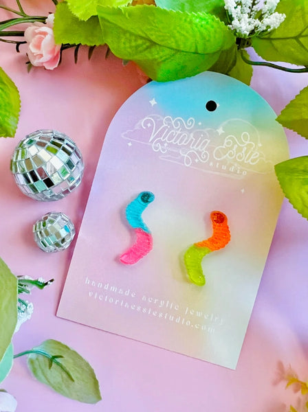 Earrings by Victoria Essie Studio - Gummy Worm Earrings - Victoria Essie Studio - Wild Lark