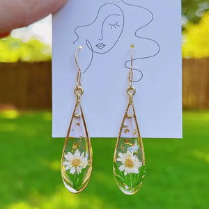 Pressed Flowers Drop Earrings, Botanical Earrings -  - Daisy Moon by Hillerland - Wild Lark
