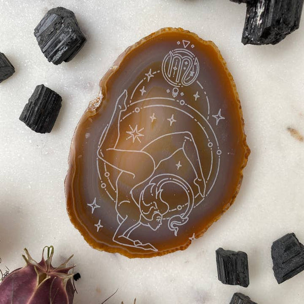 Zodiac Symbol Agate Slices Astrology Sign Horoscope - Scorpio- Goddess - Fractalista Designs - Wild Lark