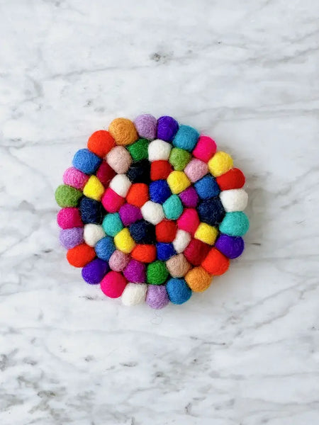 Multicolored Felt Ball Coasters | Set of 4- Case of 4 -  - Sheep Farm Felt - Wild Lark