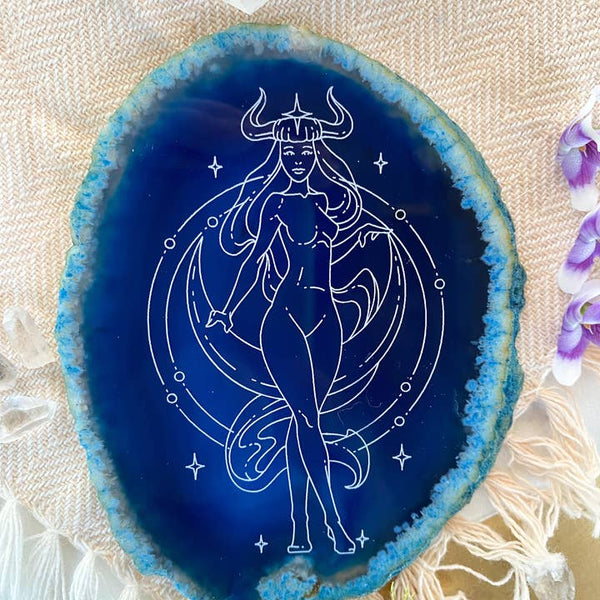 Zodiac Symbol Agate Slices Astrology Sign Horoscope - Taurus- Goddess - Fractalista Designs - Wild Lark