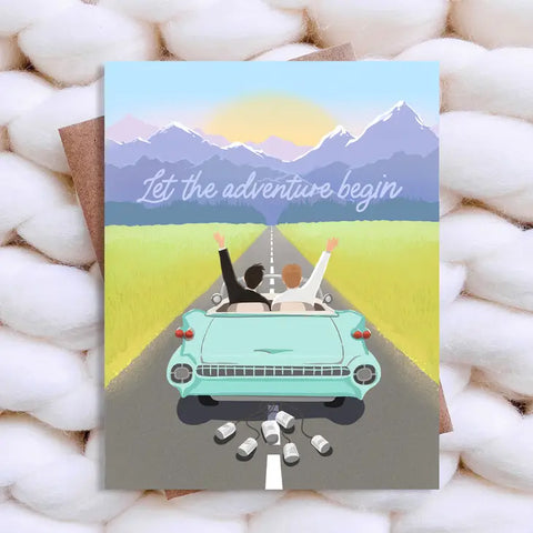 "Let the adventure begin" Wedding Card -  - Top Hat and Monocle - Wild Lark