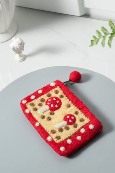 Handmade Wool Felt Pouch - Mushroom - Large - Sparkle Being - Wild Lark