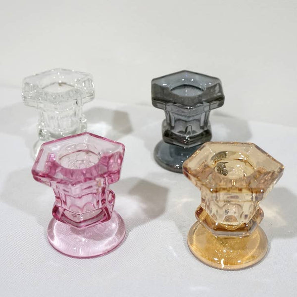 Glass Candlestick Holders Taper Candle Holders Tabletop -  - Sweet Home Deco - Wild Lark