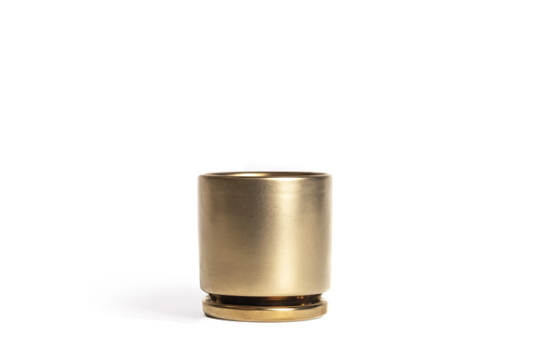 4.5" Gemstone Pot - with Water Saucer - Gold - Momma Pots - Wild Lark