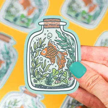 Turtle's Soup Vinyl Stickers - Aquatic Goldfish Terrarium Jar Vinyl Sticker - Turtle's Soup - Wild Lark
