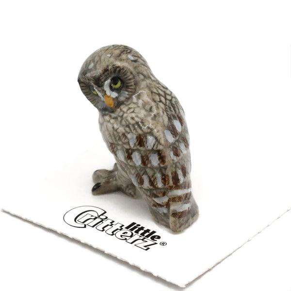 Porcelain Miniature Critters - Phantom Great Gray Owl - Little Critterz - Wild Lark