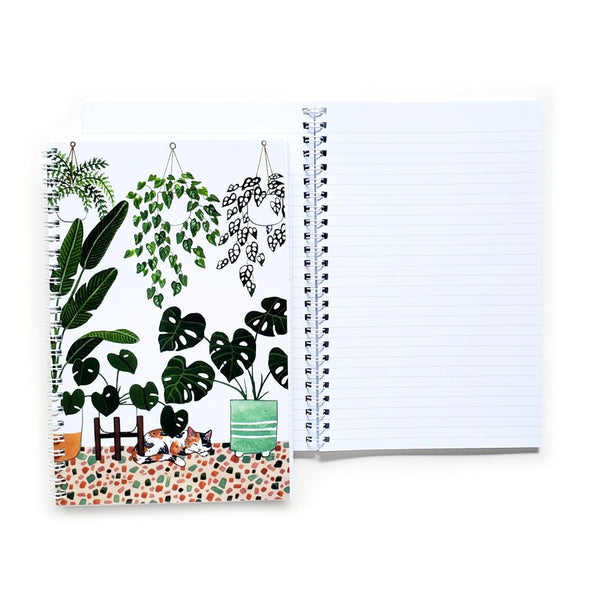 Watercolor Cats + Plants Lined Notebook - - Sketchy Notions - Wild Lark