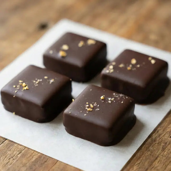 4 Piece Dark Chocolate Covered Salted Caramels - - Farmhouse Chocolates - Wild Lark