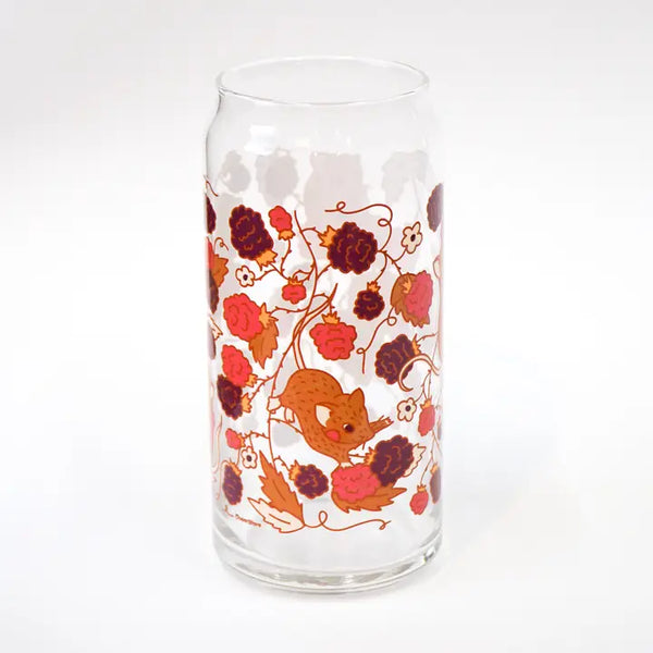 Raspberry Mouse 20 oz Can Glass | Cute Mice & Berries
