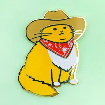 Cat Enamel Pins by Made by Squeak - Cowboy Cat - Meowdy in Orange - Made By Squeak - Wild Lark