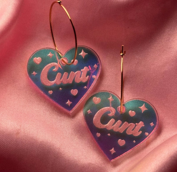 Iridescent Hoop Earrings - Cunt - ShlemonArt - Wild Lark