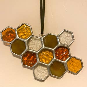 Mini Amber Honeycomb Suncatcher -  - The Glass Magnolia - Wild Lark