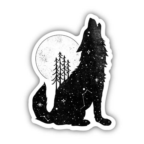 Howling Wolf and Moon Sticker -  - Big Moods - Wild Lark
