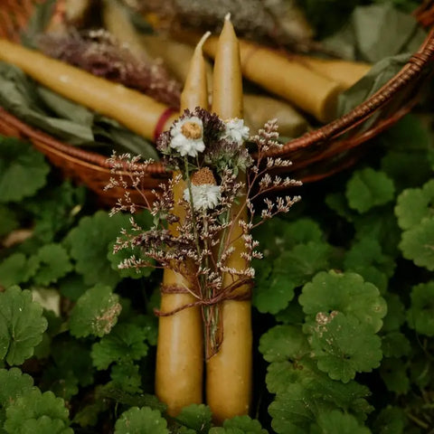 Beeswax Candle and Floral Bundle -  - The Ramblin' Bee - Wild Lark