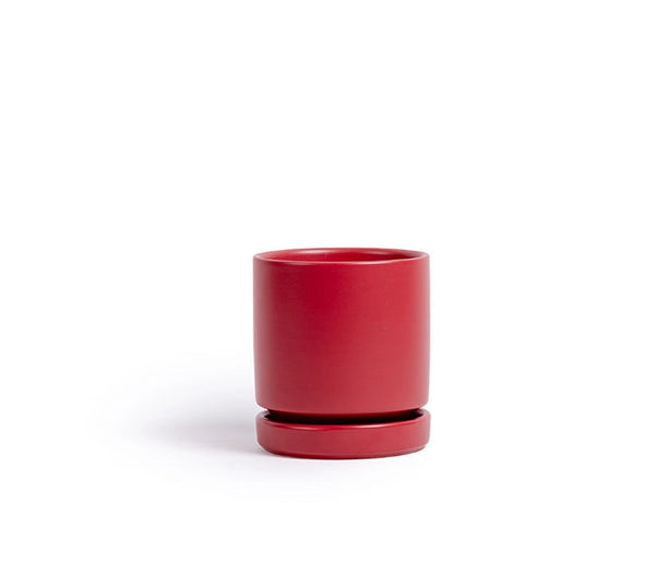 4.5" Gemstone Pot - with Water Saucer - Red - Momma Pots - Wild Lark